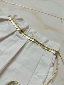 lotus desion cotton white lahenga choli