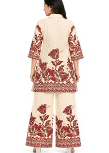 Cream Printed Kurta Set