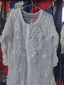 Elegant White Chikankari Kurti