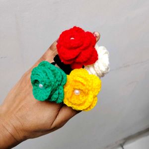 Crochet Flower Hair Clips - Set of Four