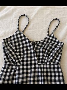Gingham Lace Trim Slip Dress