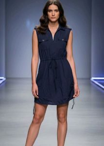 CHIC NEVY BLUE UTILITY STYLE DRESS FOR WOMEN