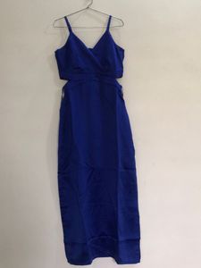 Navy Blue Satin Dress