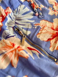Floral Print Zipper Detail Shorts