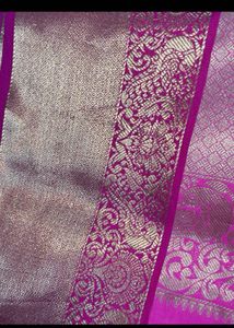 Elegant Cream &amp; Pink Banarasi Silk Saree