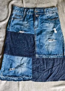 10286. Patchwork Denim Mini Skirt
