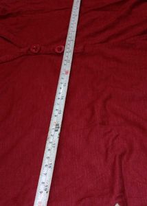 Maroon V-Neck Button-Up Top