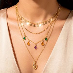 Anti-turnish Multi-Layered Gold Necklace with Gems
