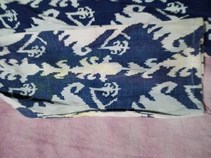 Blue &amp; White Ikat Print short Kurta