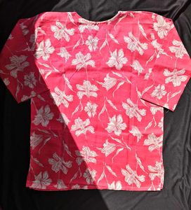 Floral Print Pink Kurta