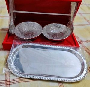 Exquisite German Silver Bowls and Tray Set