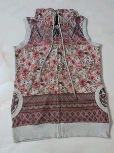 Sleeveless Floral Hoodie