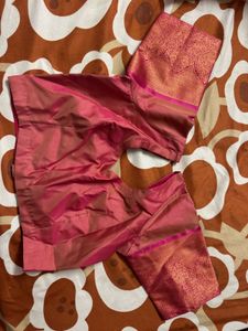 Brand New Silk Saree Cream Color With Pink Border