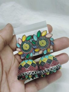 Boho Multicolored Jhumka Earrings
