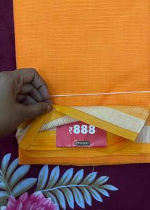 Brand New kota cotton orange saree