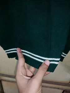 Boys Dark Green Winter Sweater | V-Neck
