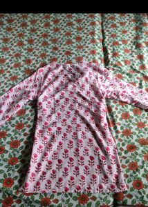 Pink Floral Print Kurta