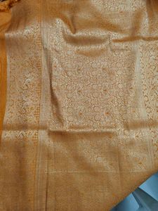 Mustard semi crepe Saree with Temple Motifs