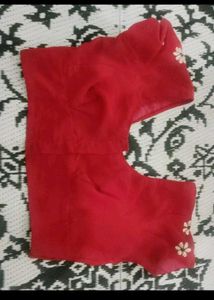 Vibrant Red Embroidered Saree