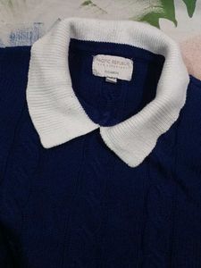 Navy Collared Knit Sweater