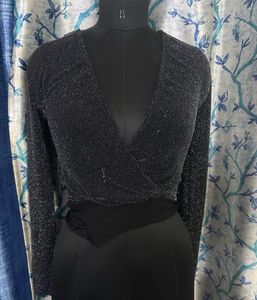 Sparkly Black Long Sleeve Bodysuit