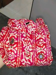 Red Printed Anarkali Kurta