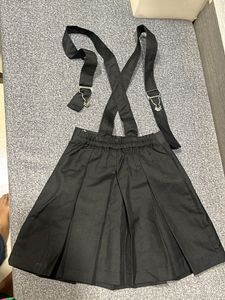 Black Pleated Suspender Skirt