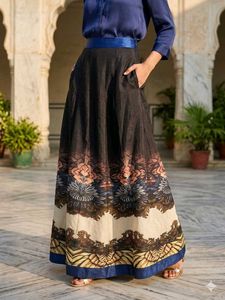 Bohemian Print Maxi Skirt with Pockets