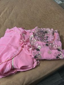 Pink Tiered Palazzo Pants by and embroidered party