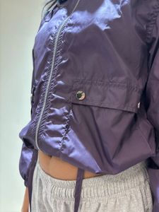 Purple Cropped Windbreaker Jacket