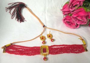 Stunning Red Beaded Choker Necklace