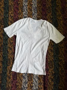 White V-Neck Ribbed Tee