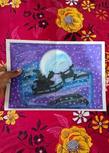 Handmade Christmas Sleigh Painting