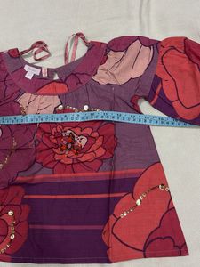 Vibrant Floral Print Blouse with Sequins