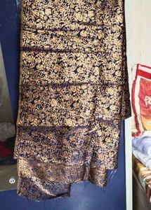 Elegant Navy Blue Brocade Saree