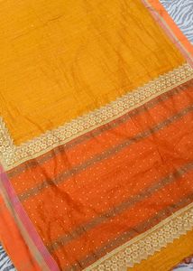 Orange Colour Stone Work Saree