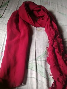 Elegant Red Chiffon Scarf