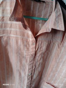 Classic Collar Design Peach Pink Kurti