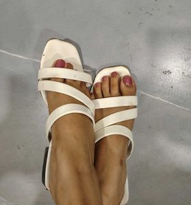 Stylish white Strappy Flat Sandals