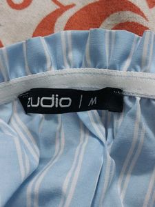 Blue &amp; White Striped Smocked Tube Top