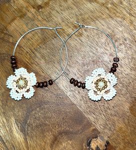 Boho Floral Hoop Earrings