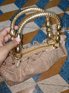 Gold Handle Clutch Bag