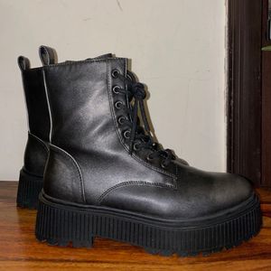 black platform combat boots