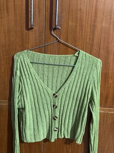 Light Green Button-Up Cardigan