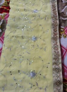 Elegant Yellow Embroidered Saree