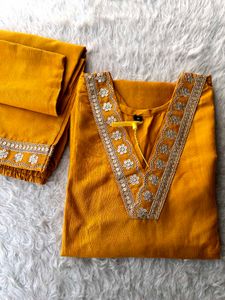 Mustard Yellow Kurta  with Embellishments pant