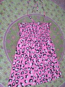 Cute Pink Leopard Print Smocked Dress