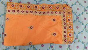Orange Embroidered Saree