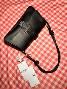Chic Black Shoulder Bag with Charm
