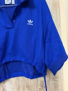 Adidas Blue Cropped Polo Shirt